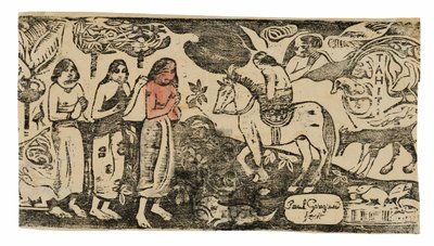 Mudança de Residência, da Suíte de Gravuras Tardias em Bloco de Madeira de Paul Gauguin