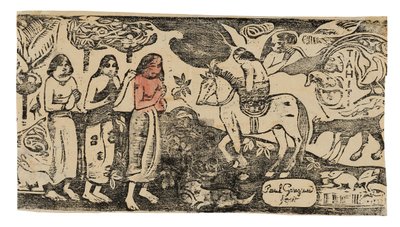 Mudança de residência, da série de gravuras tardias em xilogravura de Paul Gauguin