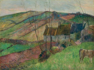 Casas de campo nos flancos do Mont Sainte-Marguerite; Casas de palha ao lado de Montagne Sainte-Marguerite, 1888 de Paul Gauguin