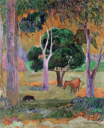 Paisagem Dominicana ou Paisagem com Porco e Cavalo, 1903 de Paul Gauguin