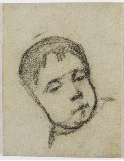 Emil Gauguin em criança, cabeça numa almofada, c.1875-76 (lápis de cera preto) de Paul Gauguin