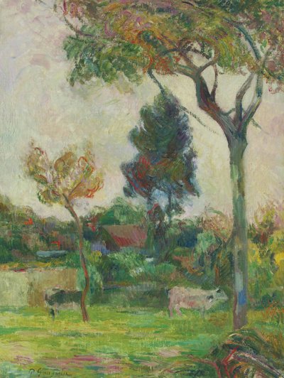 Francês: Deux vaches au pré, ou Les Deux vaches Two Cows in the Meadow de Paul Gauguin