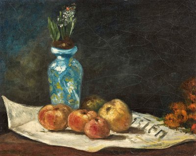 Francês:  Jacinthe et pommes sur un journal Jacinto e maçãs num jornal de Paul Gauguin