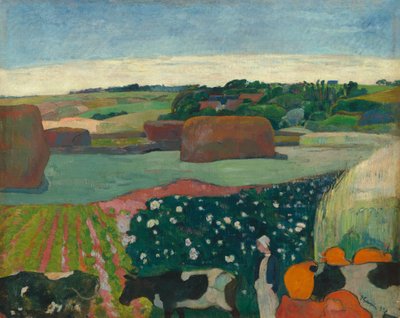 Palheiros na Bretanha, 1890. de Paul Gauguin