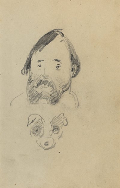 Cabeça de homem barbudo com cabeça de cachorro [reto] de Paul Gauguin