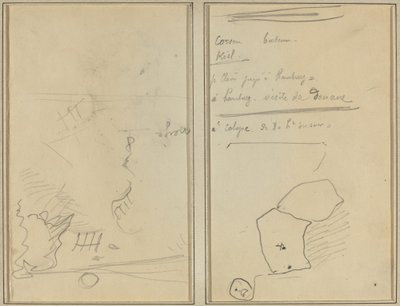 Cabeça de Macaco; Inventário de Garrafas e Bebidas [verso] de Paul Gauguin
