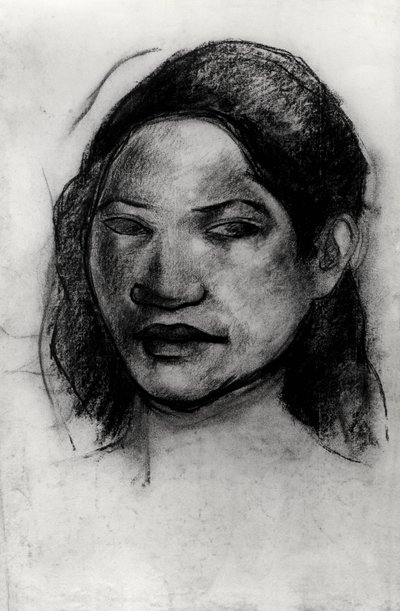 Cabeça de um taitiano (carvão sobre papel) de Paul Gauguin