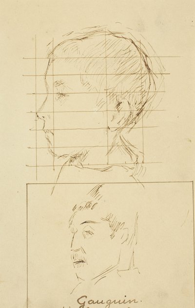 Cabeças de um menino e um homem (auto-retrato?) [verso] de Paul Gauguin