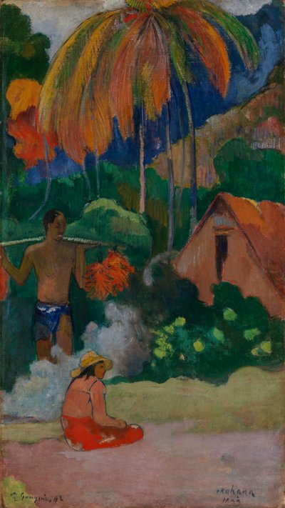 Paisagem no Taiti (Mahana Maà) de Paul Gauguin