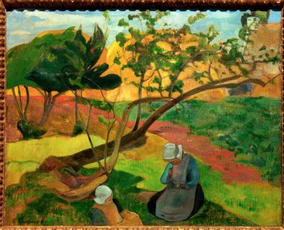 Paisagem com duas mulheres bretãs de Paul Gauguin