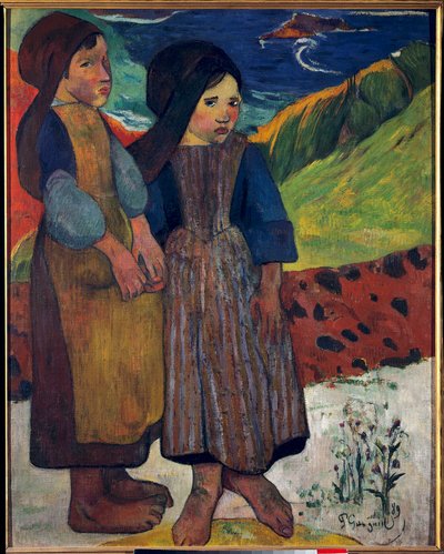 Pequenos bretões antes do mar Pintura de Paul Gauguin (1848-1903) 1889 Sol. 0,92 X 0,73 m. Tóquio. Museu Nacional de Arte Ocidental de Paul Gauguin