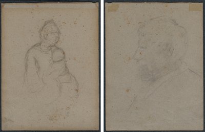 Mãe e filho (frente); busto de perfil de um homem (verso) de Paul Gauguin