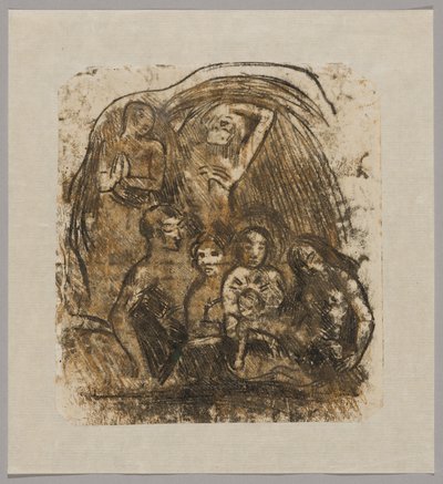 Natividade (Mãe e filho rodeados por cinco figuras) de Paul Gauguin