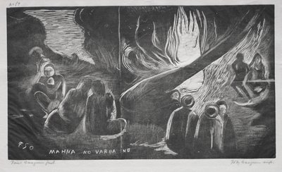Noé, o diabo fala do poder do mau espírito, 1893-94. de Paul Gauguin