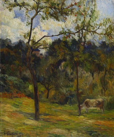 Paisagem da Normandia: vaca em um prado, 1884 de Paul Gauguin