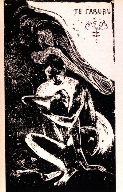 Paul Gauguin "Te Faruru" (eles fazem amor). Xilografia do período taitiano por Paul Gauguin (1848 - 1903). 1891 - 1897. de Paul Gauguin