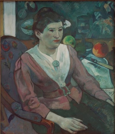 Retrato de uma mulher na natureza morta de Cézanne - Marie Derr de Paul Gauguin