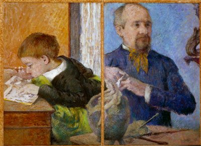 Retrato do escultor Jean Paul Aubé (1837 - 1907) e de seu filho Emile. Pintura de Paul Gauguin (1848 - 1903) de Paul Gauguin