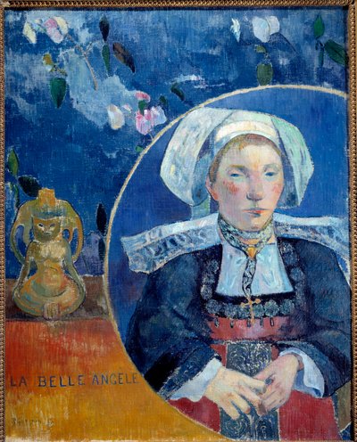 Retrato da bela Angele A Bretonne em traje tradicional - Retrato de Madame de Satre (1868-1932) hoteliere in Pont Aven (Pont-Aven) - Pintura de Paul Gauguin (1848-1903) 1889 Sol 0,92 x 0,73 m Paris, musee d