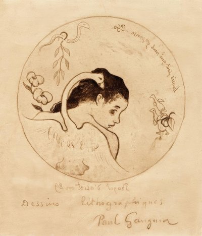 Projeto para um prato - Leda e cisne de Paul Gauguin