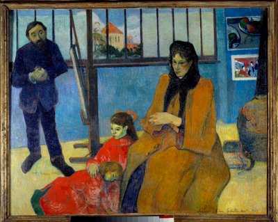 A Oficina Schuffenecker ou a família Schuffenecker. Retrato de Emile Scuffenecker (1851-1934), sua esposa, nee Louise Lancon e seus filhos Jeanne e Paul. Pintura de Paul Gauguin (1848-1903) de Paul Gauguin