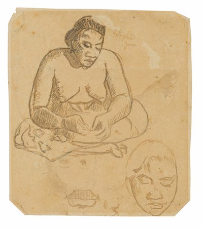 Mulher sentada do Taiti (reto); Mulher taitiana em pé (verso) de Paul Gauguin