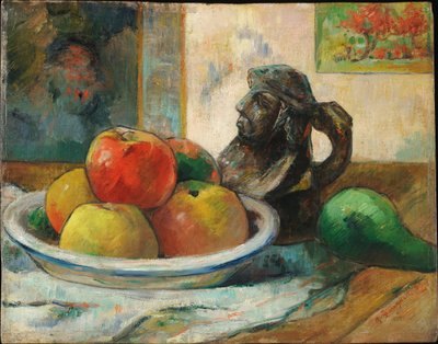 Ainda vida com maçãs, pêra e jarro de Paul Gauguin