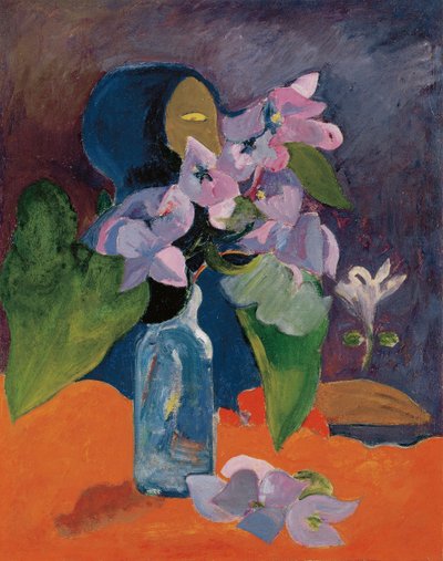 Natureza morta com flores e ídolo por Gauguin, Paul Eugene Henri (1848-1903). Óleo sobre tela, ca 1892, Dimensões: 40,3x32. Kunsthaus Zurique de Paul Gauguin