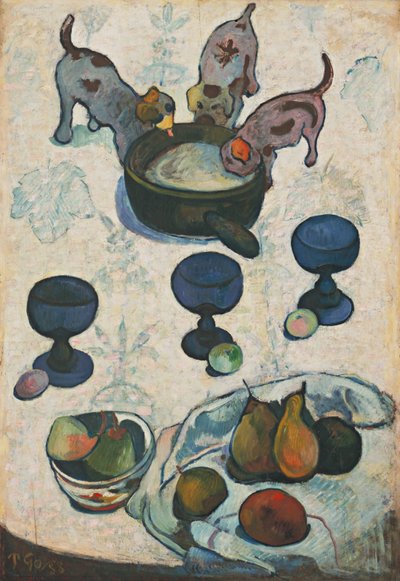 Natureza Morta com Três Filhotes de Paul Gauguin