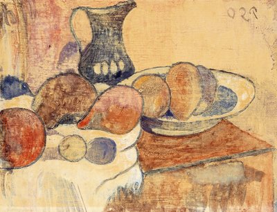 Ainda vida com um jarro e frutas; Ainda vida com jarro e fruta, c.1899 de Paul Gauguin