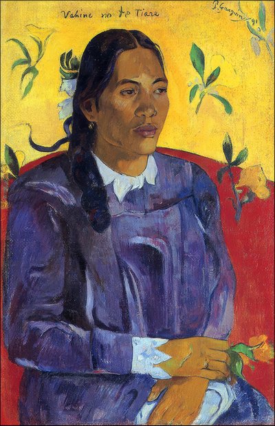 Taiti: Mulher com uma flor, Paul Gauguin (1891) de Paul Gauguin