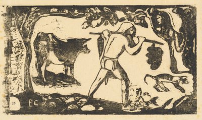 Tahitian Carregando Bananas (O portador de fei) de Paul Gauguin