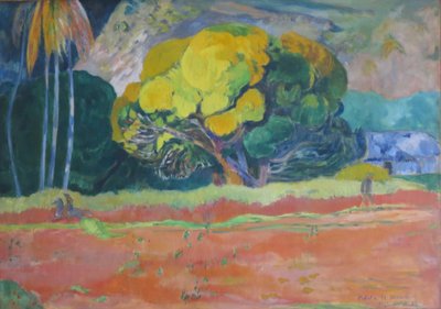 Tahitiano:  Fatata te moua Ao pé de uma montanha de Paul Gauguin