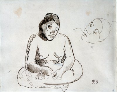 Mulher taitiana sentada Tinta estudo por Paul Gauguin (1848-1903) Paris do século XIX, Museu do Louvre de Paul Gauguin