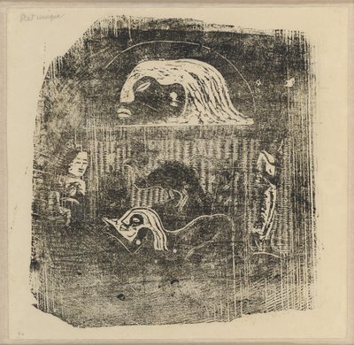 Te Atua (Os Deuses) Prato Pequeno [verso] de Paul Gauguin