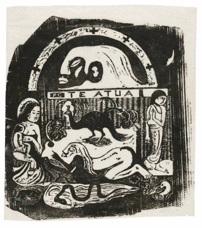 Te atua (O Deus), da suíte de gravuras tardias em xilogravura de Paul Gauguin