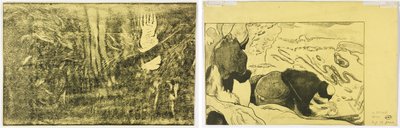 O Diabo Fala (Mahna No Varua Ino) (reto); Mulheres Lavando Roupas (verso) de Paul Gauguin