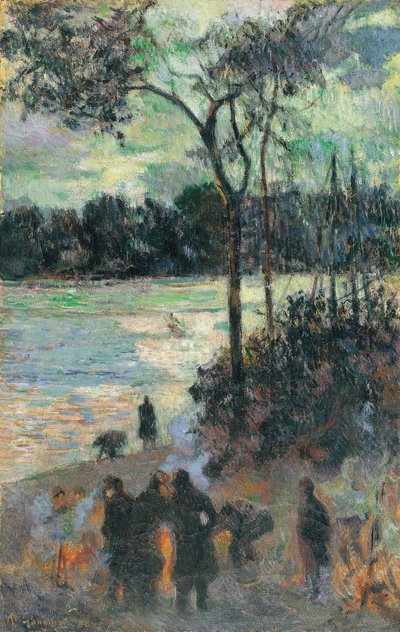 O fogo na margem do rio, 1886 de Paul Gauguin