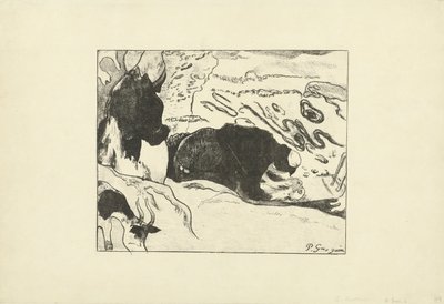 Duas lavadeiras lavam roupas perto da água Les Lavandières de Paul Gauguin