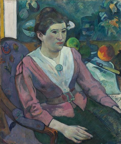 Mulher em frente a uma natureza-morta de Cézanne de Paul Gauguin
