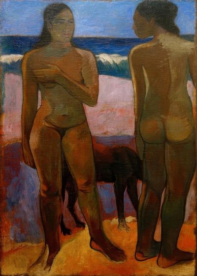 Duas mulheres taitianas na praia de Paul Gauguin