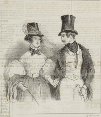«Trajes de manhã» da série «Revue Fashionable» de Paul Gavarni