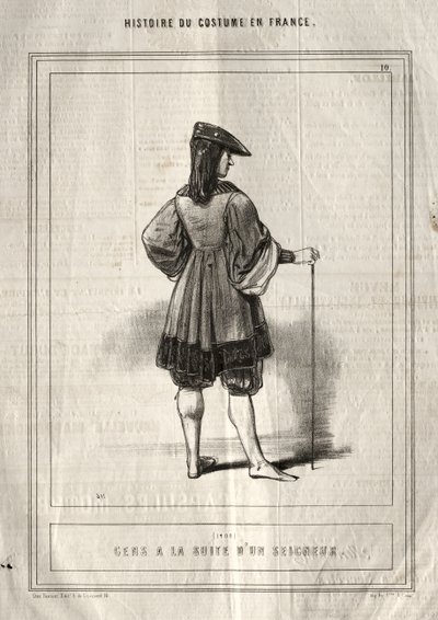 História do Traje na França: Pessoas Seguindo um Senhor de Paul Gavarni