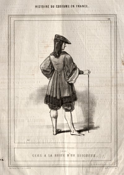 História do Traje na França: Pessoas Seguindo um Senhor de Paul Gavarni
