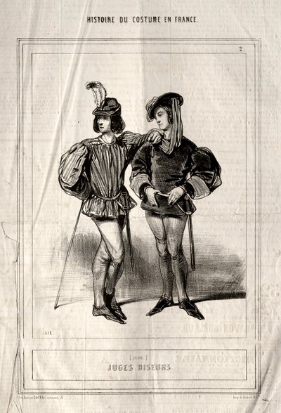 História do traje na França: juiz Tellers, 1843. de Paul Gavarni