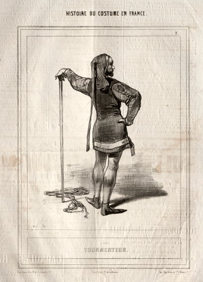 História do traje na França: Tormentor, 1843. de Paul Gavarni