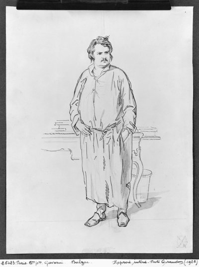 Honoré de Balzac (caneta e tinta e lavar no papel) de Paul Gavarni