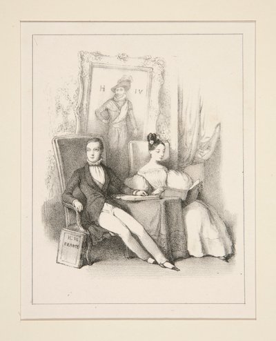 O Irmão e a Irmã / Praga (Henri, Conde de Chambord e a Duquesa de Parma quando crianças) de Paul Gavarni