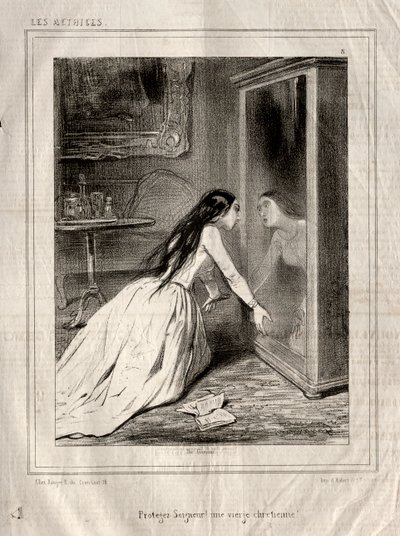 Atrizes: Proteja o Senhor! uma virgem cristã, 1843. de Paul Gavarni