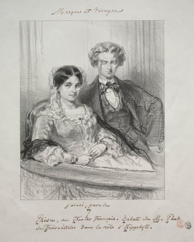 Máscaras e rostos: Paric, de: Phèdre no Théâtre-Francais ..., 1857-1858. de Paul Gavarni